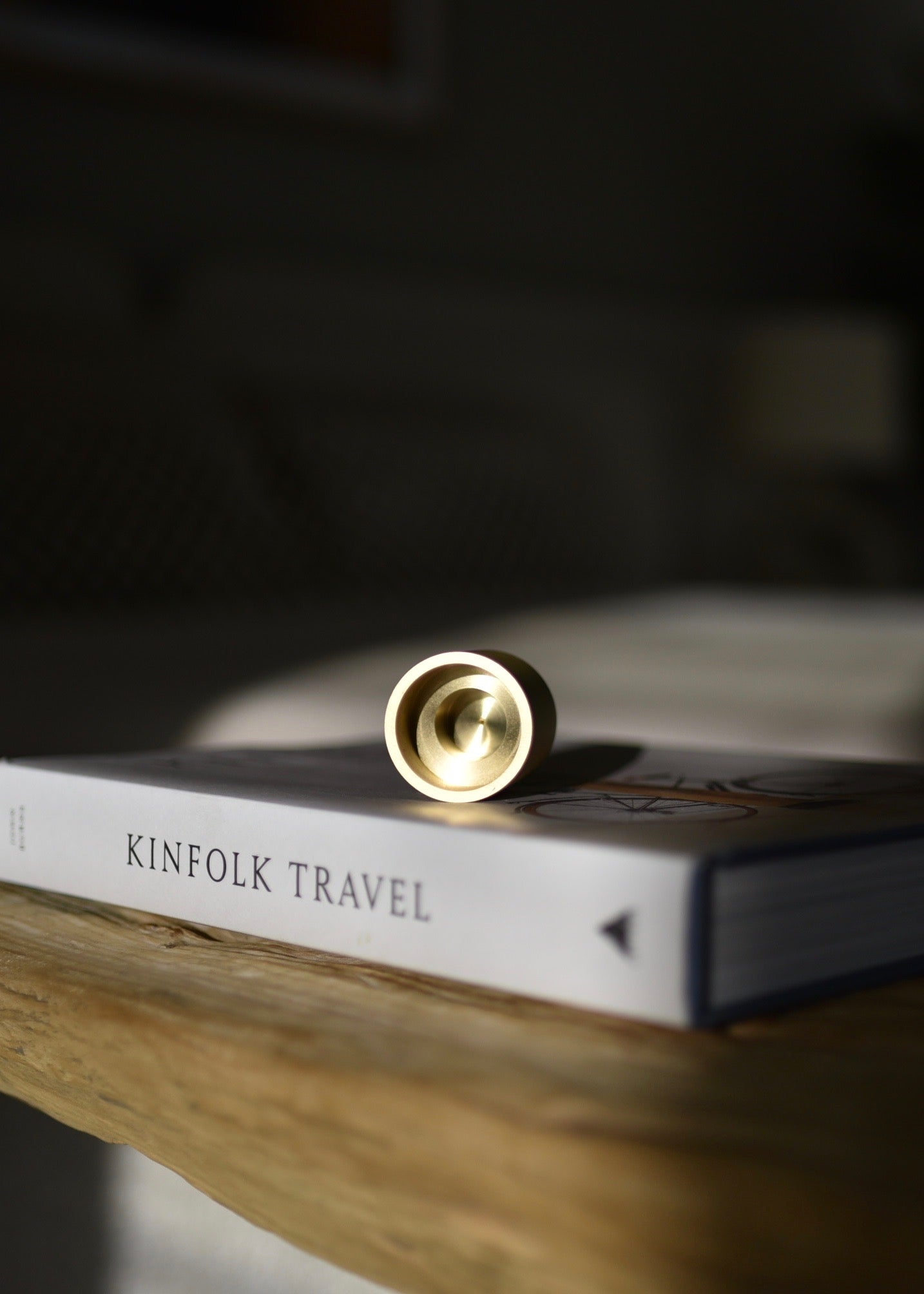 Pebble brass candle holder and tall fluted candle set