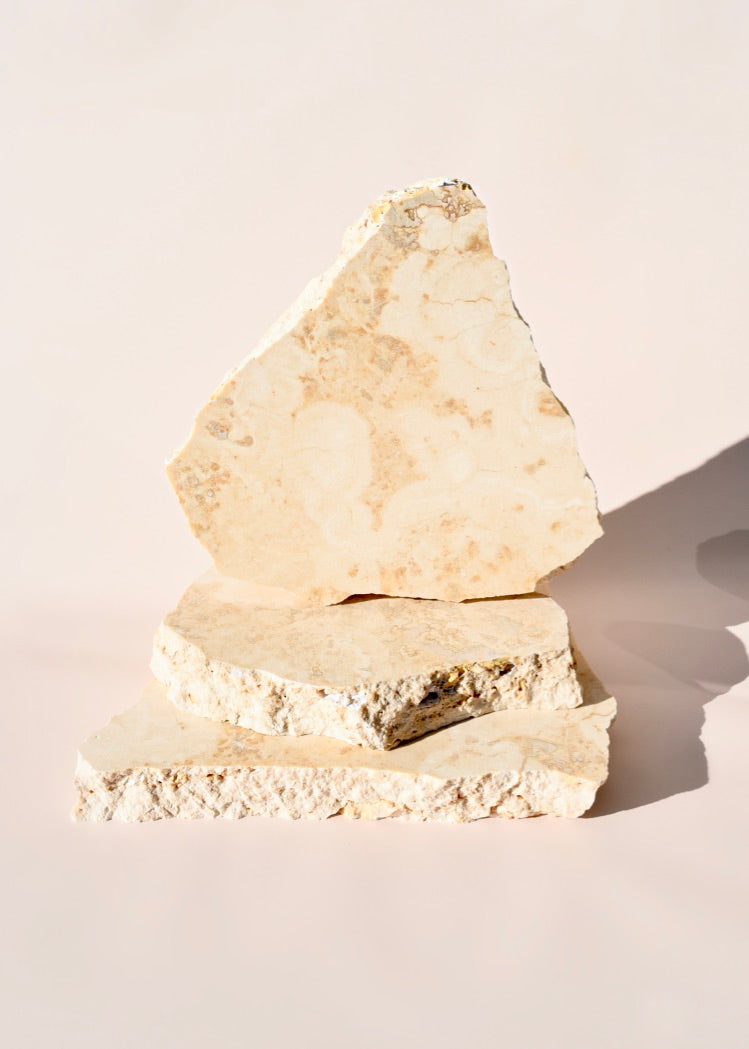 Ancient Candle Co Wabi-Sabi - Live Edge Stone Base Fossil Stone